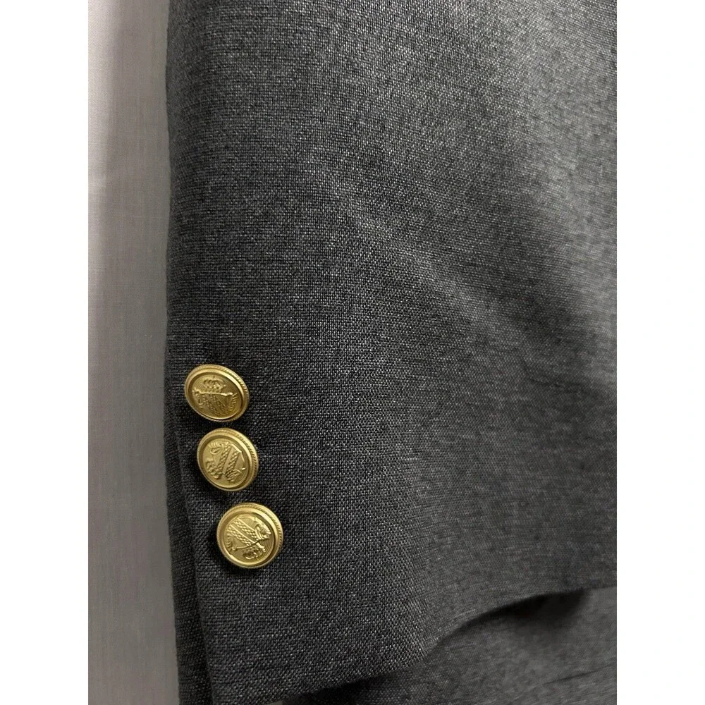 David Taylor Blazer Charcoal Grey Gold Button Single Vented Mens 42L NWT